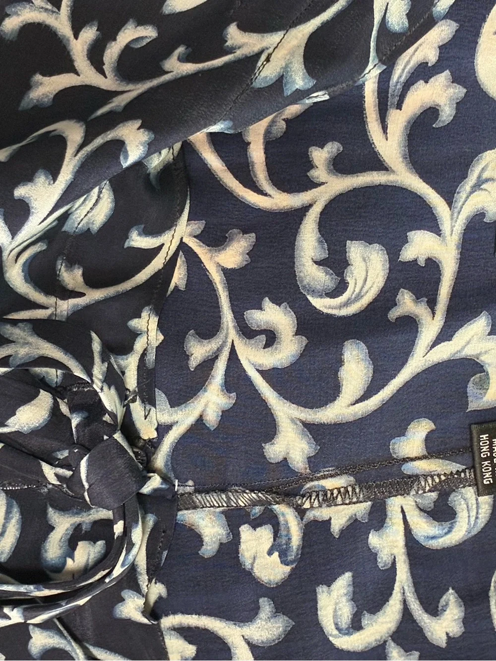 Ellen Tracy 12 Navy and White Filigree Silk Printed Drawstring Maxi Pencil Skirt